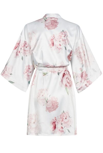 Satynowy szlafrok damski w piwonie CLASSIC PEONY