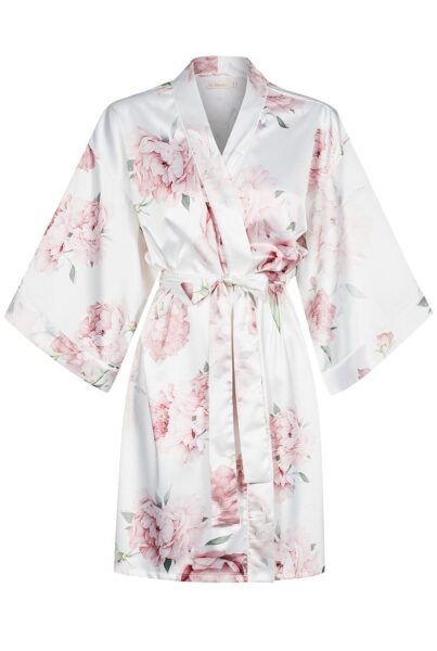 Satynowy szlafrok damski w piwonie CLASSIC PEONY