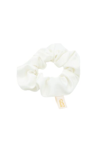 Satynowa biała gumka do włosów SCRUNCHIE IVORY