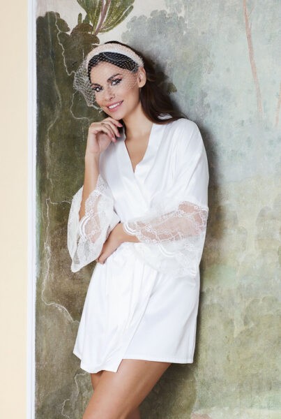 Ślubny szlafrok damski z koronka BRIDE TO BE NO.1