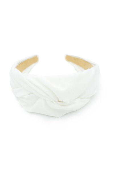 Satynowa kremowa opaska do włosów BOW