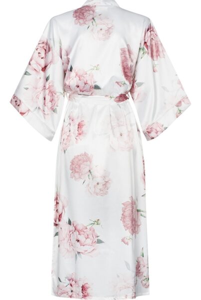 Długi szlafrok damski w piwonie CLASSIC PEONY