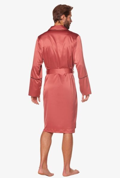 Satynowy bordowy szlafrok męski CHIC