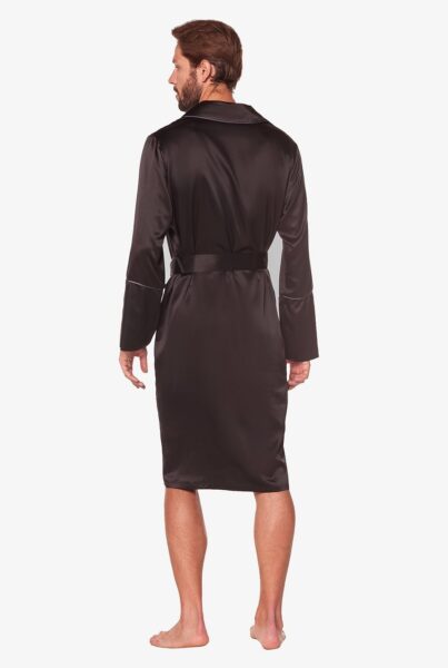 Satynowy czarny szlafrok męski CHIC