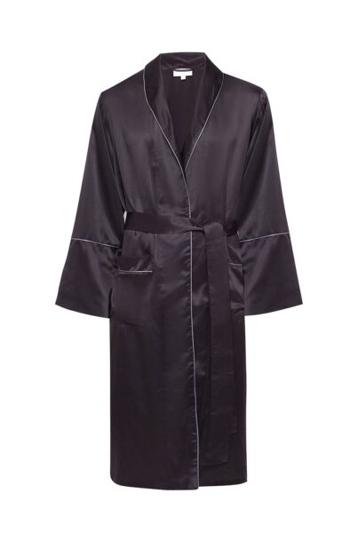 Satynowy czarny szlafrok męski CHIC