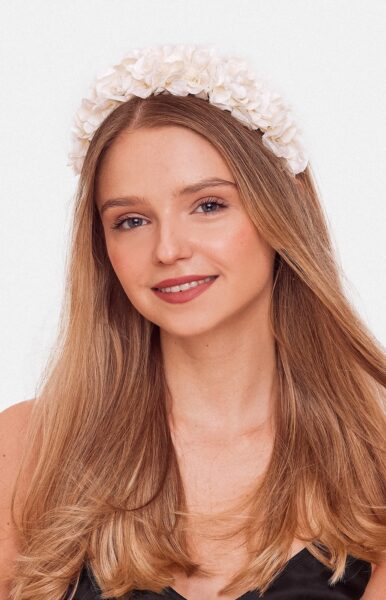 Opaska do włosów kwiatowa biała HOLLY