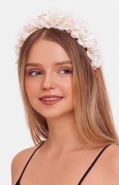 Opaska do włosów kwiatowa biała HOLLY