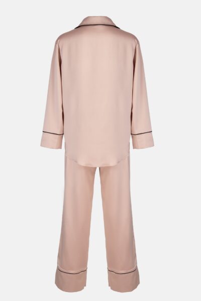 Satynowa koszulka z długim rękawem damska beżowa ESTELLE