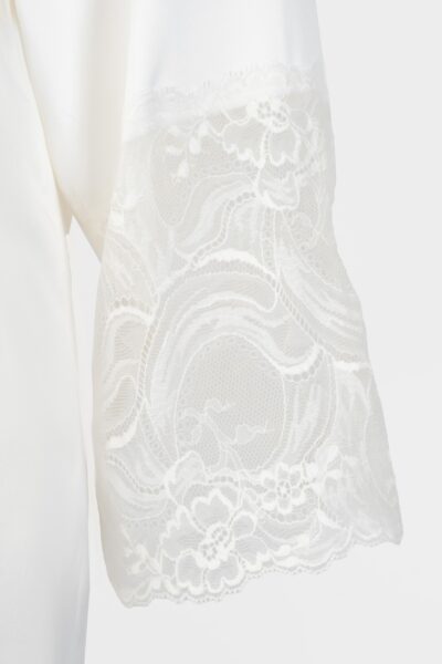 Biały szlafrok damski z koronkowymi rękawami BRIDAL IVORY