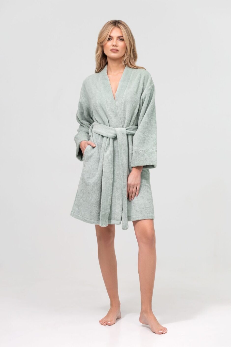 Szlafrok damski bawełniany zielony SERENITY